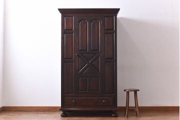 中古美品　松本民芸家具　#45型ワードローブ(洋服タンス、衣装箪笥、収納棚)(定価約49万円)(1)