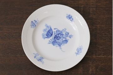 アンティーク雑貨　中古　ROYAL COPENHAGEN(ロイヤルコペンハーゲン)　ブルーフラワー　プレイン　20.5cmディーププレート(プレート、洋食器)2枚セット(2)
