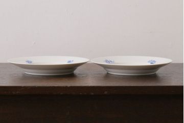 アンティーク雑貨　中古　ROYAL COPENHAGEN(ロイヤルコペンハーゲン)　ブルーフラワー　プレイン　20.5cmディーププレート(プレート、洋食器)2枚セット(3)