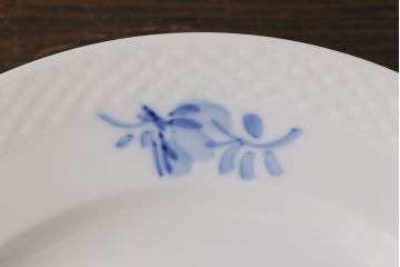 アンティーク雑貨　中古　ROYAL COPENHAGEN(ロイヤルコペンハーゲン)　ブルーフラワー　プレイン　20.5cmディーププレート(プレート、洋食器)2枚セット(3)