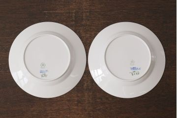 アンティーク雑貨　中古　ROYAL COPENHAGEN(ロイヤルコペンハーゲン)　ブルーフラワー　プレイン　20.5cmディーププレート(プレート、洋食器)2枚セット(3)