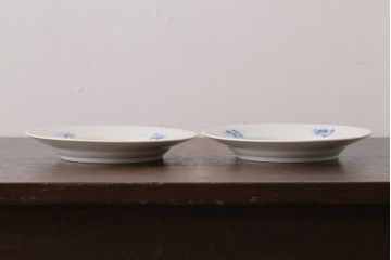 アンティーク雑貨　中古　ROYAL COPENHAGEN(ロイヤルコペンハーゲン)　ブルーフラワー　プレイン　17.5cmディーププレート(プレート、洋食器)2枚セット(2)
