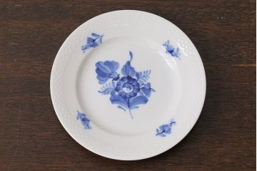 アンティーク雑貨　中古　ROYAL COPENHAGEN(ロイヤルコペンハーゲン)　ブルーフラワー　プレイン　17.5cmディーププレート(プレート、洋食器)2枚セット(3)