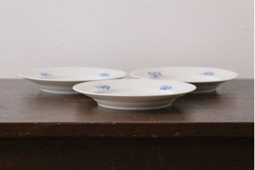 アンティーク雑貨　中古　ROYAL COPENHAGEN(ロイヤルコペンハーゲン)　ブルーフラワー　プレイン　17.5cmディーププレート(プレート、洋食器)3枚セット