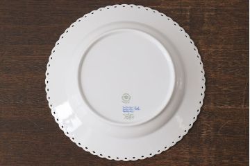 中古　ROYAL COPENHAGEN(ロイヤルコペンハーゲン)　ブルーフルーテッドフルレース　25cmプレート2枚セット(洋食器)(定価約8万6千円)(2)