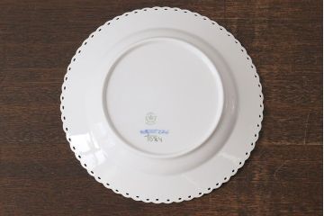 中古　ROYAL COPENHAGEN(ロイヤルコペンハーゲン)　ブルーフルーテッド　フルレース　25cmプレート2枚セット(洋食器)(定価約8万6千円)(1)