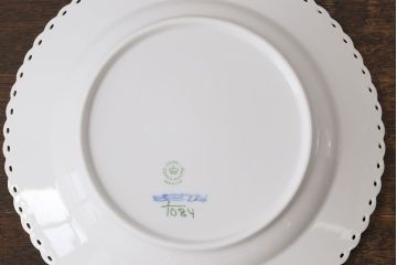 中古　ROYAL COPENHAGEN(ロイヤルコペンハーゲン)　ブルーフルーテッド　フルレース　25cmプレート2枚セット(洋食器)(定価約8万6千円)(1)