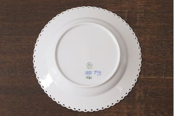 中古　ROYAL COPENHAGEN(ロイヤルコペンハーゲン)　ブルーフルーテッド　フルレース　25cmプレート2枚セット(洋食器)(定価約8万6千円)(2)