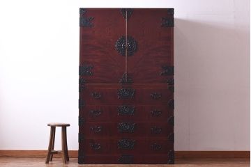 中古　岩谷堂箪笥　開き牡丹・羽牡丹　みちのくA2型衣装箪笥(和タンス、整理箪笥)