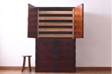 中古　岩谷堂箪笥　開き牡丹・羽牡丹　みちのくA2型衣装箪笥(和タンス、整理箪笥)
