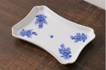 アンティーク雑貨　中古　ROYAL COPENHAGEN(ロイヤルコペンハーゲン)　ブルーフラワー　プレイン　スクエアプレート(トレイ、洋食器)(1)
