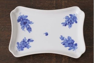 アンティーク雑貨　中古　ROYAL COPENHAGEN(ロイヤルコペンハーゲン)　ブルーフラワー　プレイン　スクエアプレート(トレイ、洋食器)(1)