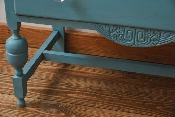 アンティーク家具　イギリスアンティーク　スリムでおしゃれなペイントライティングビューロー(デスク、簿記机、在宅ワーク、在宅用キャビネット、本箱)
