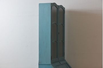 アンティーク家具　イギリスアンティーク　スリムでおしゃれなペイントライティングビューロー(デスク、簿記机、在宅ワーク、在宅用キャビネット、本箱)