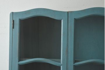 アンティーク家具　イギリスアンティーク　スリムでおしゃれなペイントライティングビューロー(デスク、簿記机、在宅ワーク、在宅用キャビネット、本箱)