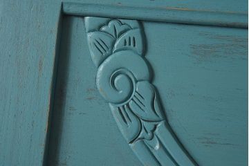 アンティーク家具　イギリスアンティーク　スリムでおしゃれなペイントライティングビューロー(デスク、簿記机、在宅ワーク、在宅用キャビネット、本箱)