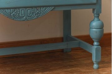 アンティーク家具　イギリスアンティーク　スリムでおしゃれなペイントライティングビューロー(デスク、簿記机、在宅ワーク、在宅用キャビネット、本箱)