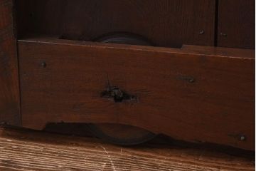 和製アンティーク　総ケヤキ材　ガラス入りリメイク　金具が趣き深い富山蔵戸(引き戸、建具、玄関戸)