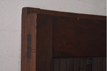 和製アンティーク　総ケヤキ材　ガラス入りリメイク　金具が趣き深い富山蔵戸(引き戸、建具、玄関戸)