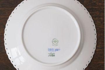 アンティーク雑貨　中古　ROYAL COPENHAGEN(ロイヤルコペンハーゲン)　ブルーフルーテッド　フルレース　19.5cmディーププレート2枚セット(プレート、洋食器)(定価約6万5千円)(1)