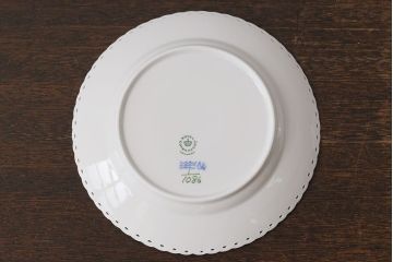 アンティーク雑貨　中古　ROYAL COPENHAGEN(ロイヤルコペンハーゲン)　ブルーフルーテッド　フルレース　19.5cmプレート2枚セット(ディーププレート、洋食器)(定価約6万5千円)(1)