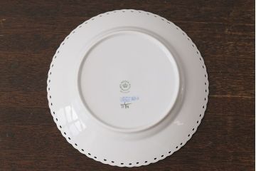 アンティーク雑貨　中古　ROYAL COPENHAGEN(ロイヤルコペンハーゲン)　ブルーフルーテッド　フルレース　19.5cmプレート2枚セット(ディーププレート、洋食器)(定価約6万5千円)(2)