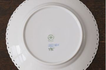 アンティーク雑貨　中古　ROYAL COPENHAGEN(ロイヤルコペンハーゲン)　ブルーフルーテッド　フルレース　19.5cmプレート2枚セット(ディーププレート、洋食器)(定価約6万5千円)(2)
