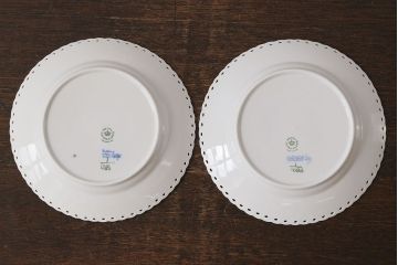 中古　ROYAL COPENHAGEN(ロイヤルコペンハーゲン)　ブルーフルーテッド　フルレース　19.5cmプレート2枚セット(洋食器)(定価約6万5千円)(3)