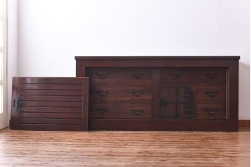 【A様ご成約分】和製アンティーク　リメイク　六尺　すっきりとした印象の収納箪笥サイドボード(水屋箪笥、和タンス、サイドチェスト)