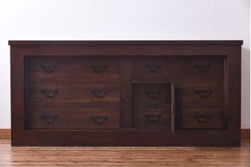 【A様ご成約分】和製アンティーク　リメイク　六尺　すっきりとした印象の収納箪笥サイドボード(水屋箪笥、和タンス、サイドチェスト)