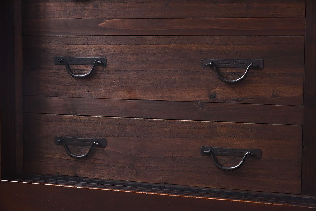 【A様ご成約分】和製アンティーク　リメイク　六尺　すっきりとした印象の収納箪笥サイドボード(水屋箪笥、和タンス、サイドチェスト)