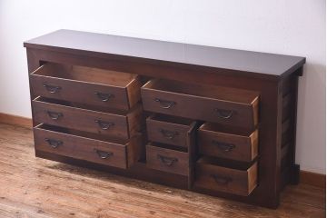 【A様ご成約分】和製アンティーク　リメイク　六尺　すっきりとした印象の収納箪笥サイドボード(水屋箪笥、和タンス、サイドチェスト)