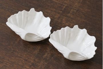 中古　イギリス Wedgwood(ウェッジウッド)　NAUTILUS(ノーチラス)　シェル型　ナッツディッシュ2枚セット(プレート)