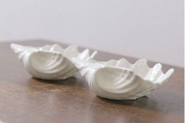 中古　イギリス Wedgwood(ウェッジウッド)　NAUTILUS(ノーチラス)　シェル型　ナッツディッシュ2枚セット(プレート)