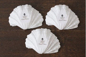 アンティーク雑貨　中古　イギリス Wedgwood(ウェッジウッド)　NAUTILUS(ノーチラス)　シェル型　ナッツディッシュ3枚セット(プレート)