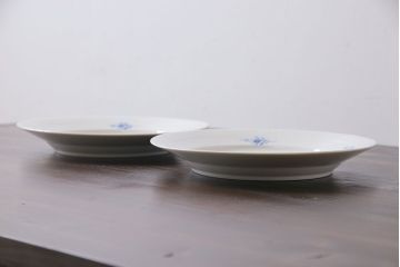中古　ROYAL COPENHAGEN(ロイヤルコペンハーゲン)　ブルーフラワー　プレイン　25.5cmプレート2枚セット(大皿)(1)