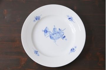 中古　ROYAL COPENHAGEN(ロイヤルコペンハーゲン)　ブルーフラワー　プレイン　25.5cmプレート2枚セット(大皿)(1)