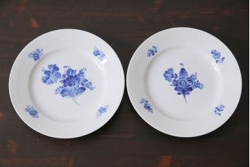 中古　ROYAL COPENHAGEN(ロイヤルコペンハーゲン)　ブルーフラワー　プレイン　25.5cmプレート2枚セット(大皿)(2)