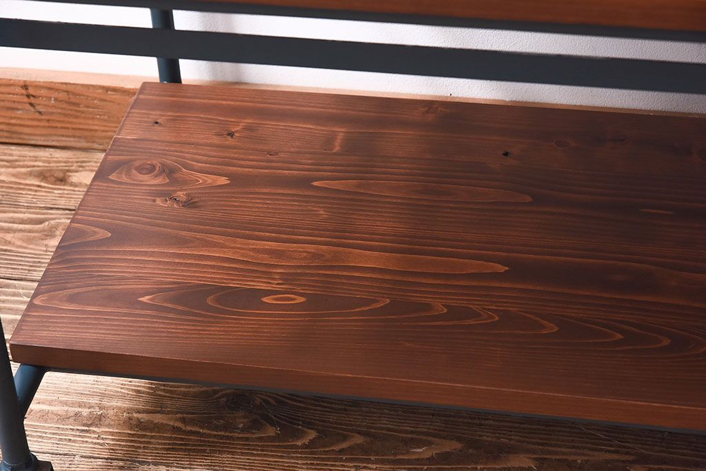 ペイント家具　ダークトーンが格好いい伸縮式リメイクサイドワゴン(トロリー、サイドデスク)