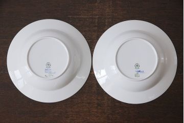 アンティーク雑貨　中古　ROYAL COPENHAGEN(ロイヤルコペンハーゲン)　ブルーフラワー　プレイン　23.5cmスープディッシュ2枚セット(ディーププレート)(1)