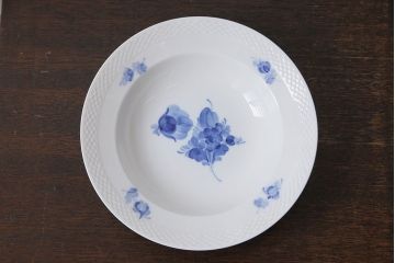 中古　ROYAL COPENHAGEN(ロイヤルコペンハーゲン)　ブルーフラワー　プレイン　23.5cmスープディッシュ2枚セット(ディーププレート)(2)
