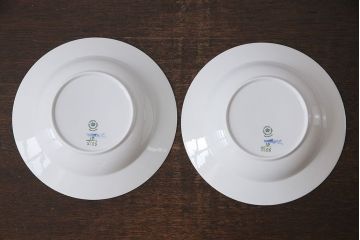 アンティーク雑貨　中古　ROYAL COPENHAGEN(ロイヤルコペンハーゲン)　ブルーフラワー　プレイン　23.5cmスープディッシュ2枚セット(ディーププレート)(3)