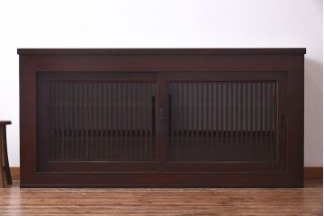 アンティーク家具　和製アンティーク　和モダンなデザインのリメイク六尺水屋箪笥サイドボード(収納棚、和タンス、ローボード)