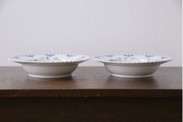 中古　ROYAL COPENHAGEN(ロイヤルコペンハーゲン)　ブルーフルーテッド　フルレース　23cmディーププレート2枚セット(スープディッシュ)(定価約7万5千円)(2)