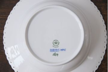 中古　ROYAL COPENHAGEN(ロイヤルコペンハーゲン)　ブルーフルーテッド　フルレース　23cmディーププレート2枚セット(スープディッシュ)(定価約7万5千円)(3)