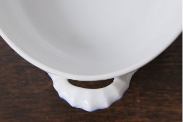 アンティーク雑貨　中古　ROYAL COPENHAGEN(ロイヤルコペンハーゲン)　ブルーフラワー　プレイン　蓋付きオーバルディッシュ(カーブ、ボウル)(2)