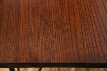 明治大正期　ケヤキ材一枚板使用　和を感じるリメイク鉄脚テーブル(カフェテーブル、センターテーブル、サイドテーブル)
