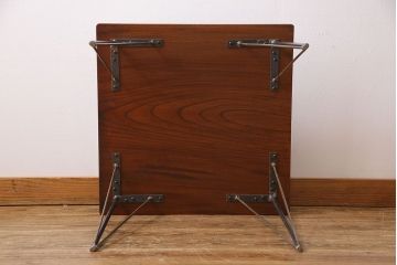 明治大正期　ケヤキ材一枚板使用　和を感じるリメイク鉄脚テーブル(カフェテーブル、センターテーブル、サイドテーブル)