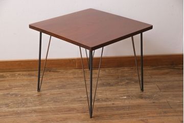 明治大正期　ケヤキ材一枚板使用　和を感じるリメイク鉄脚テーブル(カフェテーブル、センターテーブル、サイドテーブル)