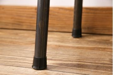 アンティーク雑貨　大正昭和初期　ケヤキ材一枚板　杢目が魅力的なリメイク鉄脚ベンチ(板座チェア、椅子)